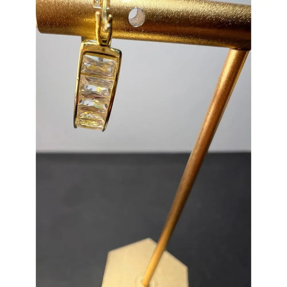 CZ huggie hoop earrings in yellow gold over sterling silver187 - Picture 4 of 11